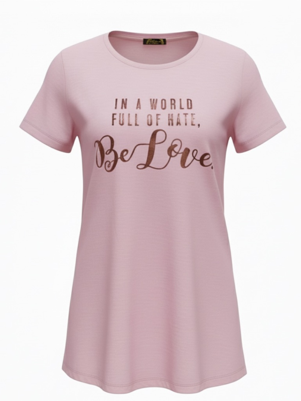 Joei & I, women’s Tee top, medium pink with black lettering